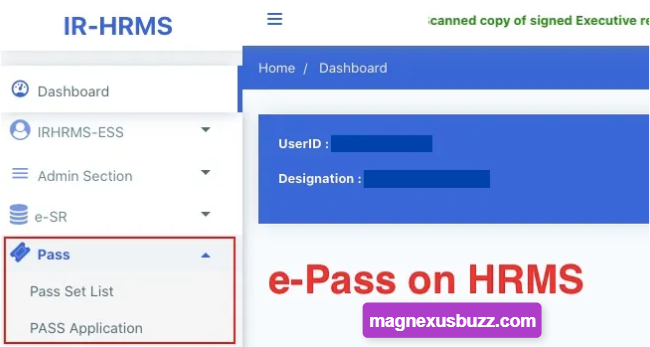 Railway e-Pass on HRMS Portal